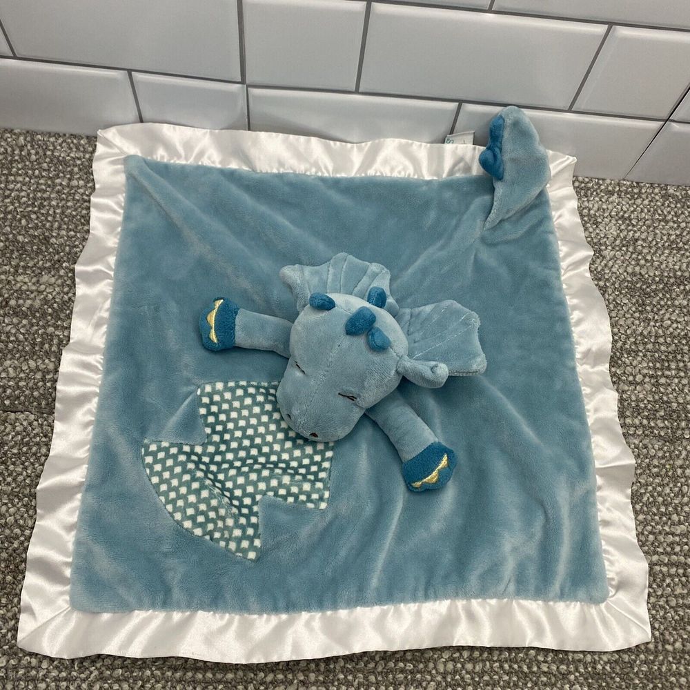 Douglas Lil Snugglers Baby Blue Dragon Lovey Soft Satin Frame‎